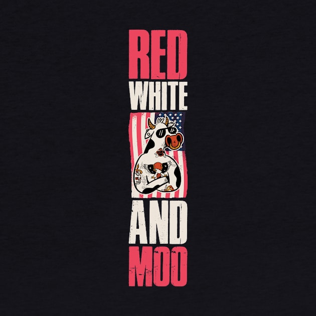 Red White And Moo Funny Cow Gift by CatRobot